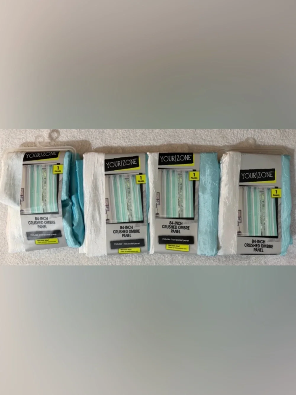 NWT SET OF 4 Your Zone Crushed Ombre Curtain Panel Flowy Summer Sky 52x84” Teen